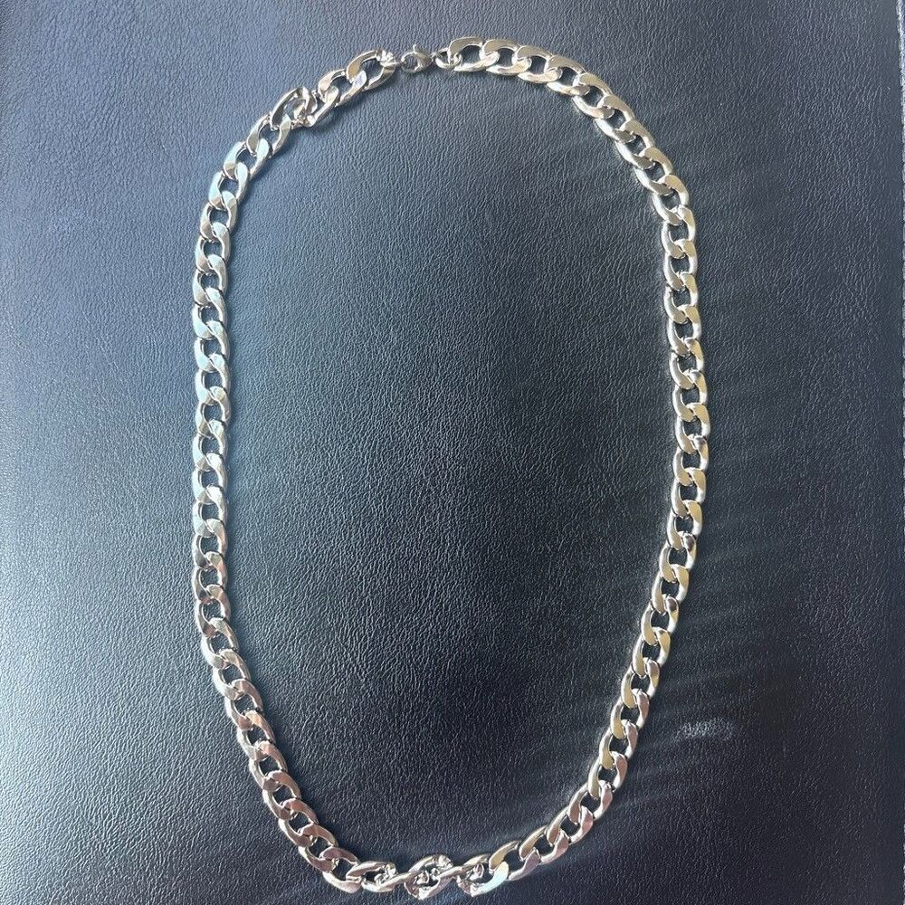 8mm Stainless Steel Cuban Link Chain Necklace Silver 21in 55cm Men Women